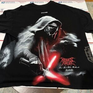 Darc Sport Black Short Sleeve Tee with Wolf, Moth & Logo Prints